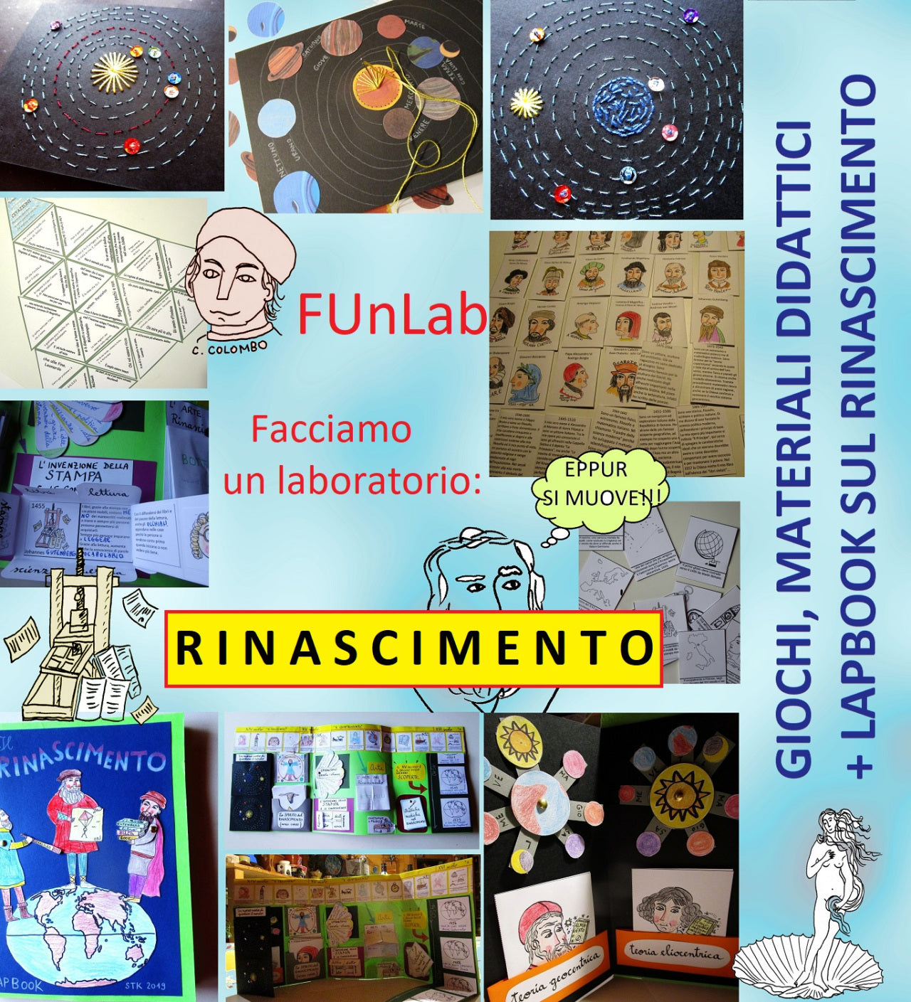 FUNLAB “Il Rinascimento”. Raccolta materiali didattici e lapbook. Formato pdf, età 9-14 anni.