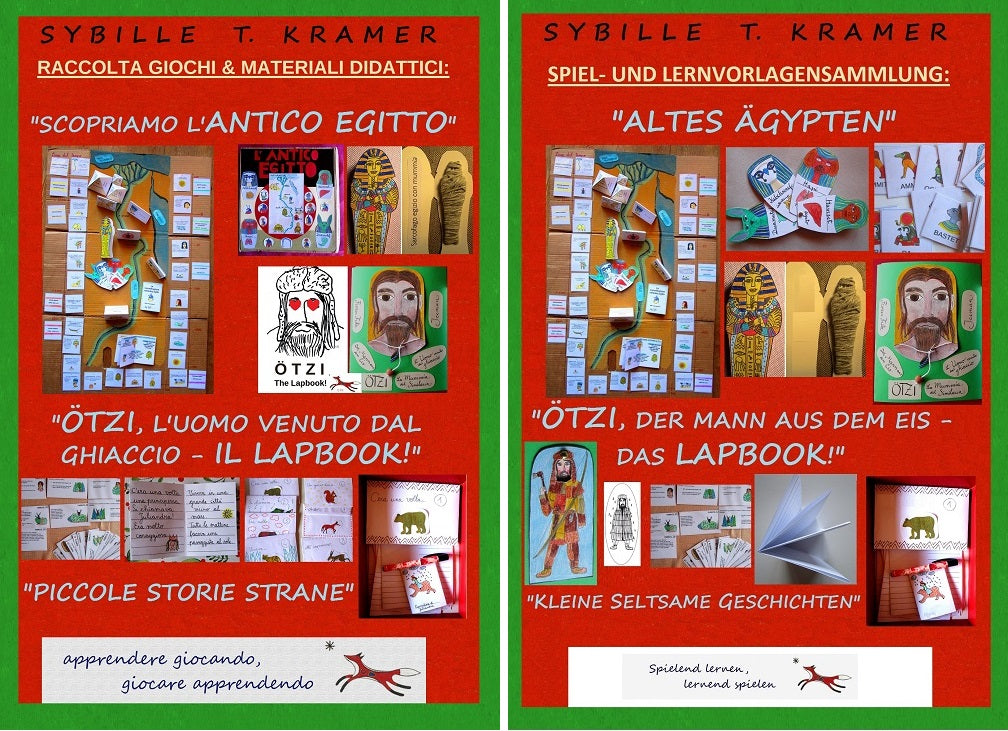 Raccolta giochi didattici sull'Antico Egitto, Ötzi e storie strane! Formato pdf, età 6-10 anni.