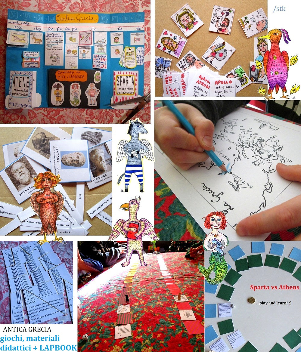 FUNLAB “ANTICA GRECIA”. Raccolta di giochi e materiali didattici + Lapbook. Formato pdf, età 7-11 anni.